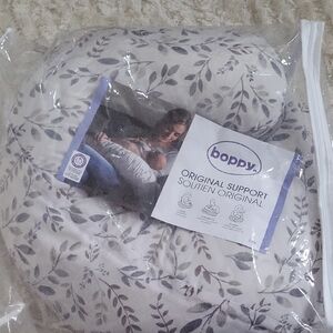 Boppy Original Support Pillow - White with Grey Leaf Pattern